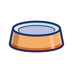 Illustration of an empty pet food bowl with dark blue outlines and colors