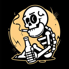 military sign with skeleton and guns, grunge vintage design t shirts