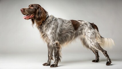 German Longhaired Pointer on studio background