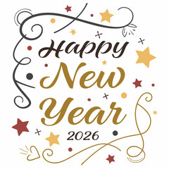 Happy new year 2026 festive design stars