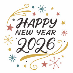 Happy new year 2026 festive design illustration