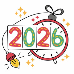 Happy new year 2026 alarm clock design
