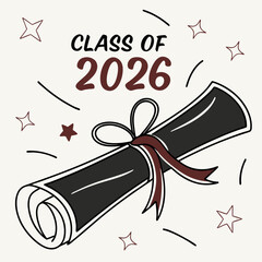Class of 2026 graduation diploma illustration