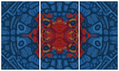 Modern interior triptych. The picture is painted by hand on a tablet.