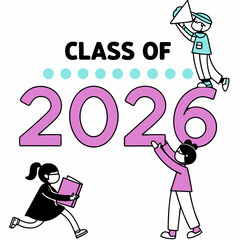 Class of 2026 graduation illustration students celebrating