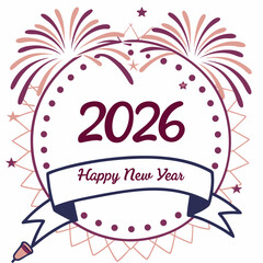 Happy new year 2026 fireworks celebration design