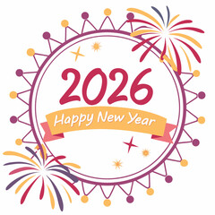Happy new year 2026 festive design element