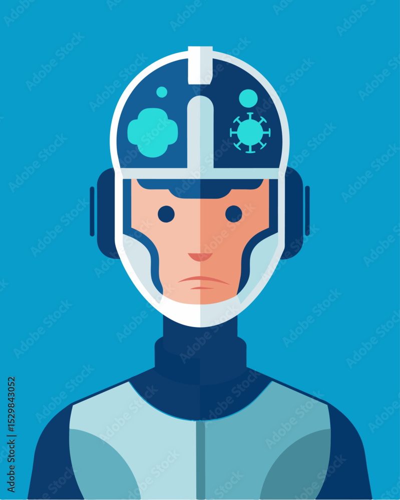 Poster the wearers thoughts were blank and robotic a result of the helmets ability to manipulate and suppre