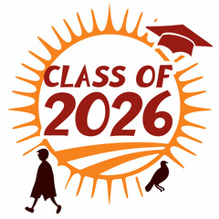 Class of 2026 graduation sun design illustration