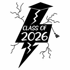 Class of 2026 graduation lightning bolt design