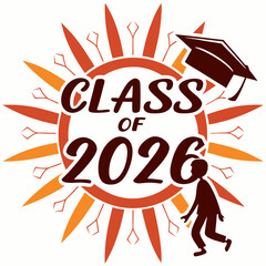 Class of 2026 graduation sunburst design