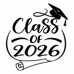 Class of 2026 graduation design vector illustration