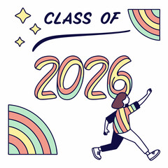 Class of 2026 graduation design element retro style
