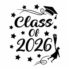 Class of 2026 graduation design element, isolated cutout