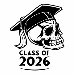 Skull in graduation cap class of 2026