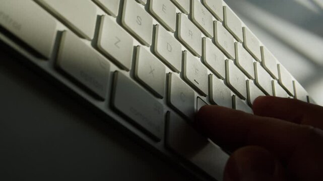 Working typing on pc, Old vintage keyboard retro pc close-up , Old computer studio close-up, Desktop vintage retro wave display, late 90s PC.