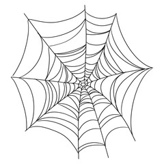 Spiderweb corner line border, gothic scary hanging net frame. Simple spooky halloween decoration. Cobweb spider trap.
