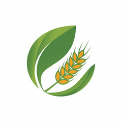 Wheat and leaf logo for agricultural and organic products
