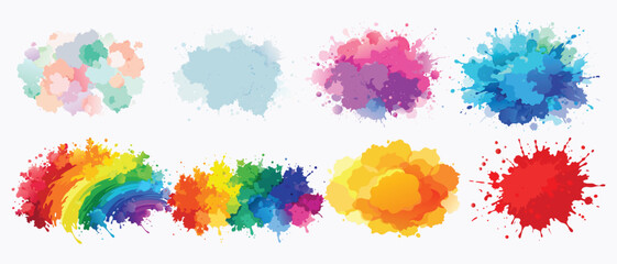 Rainbow Watercolor Blob Pack - Colorful Paint Splatter Vector Collection