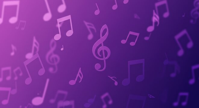Abstract Background Purple Music Notes Pattern Melody Song Illustration