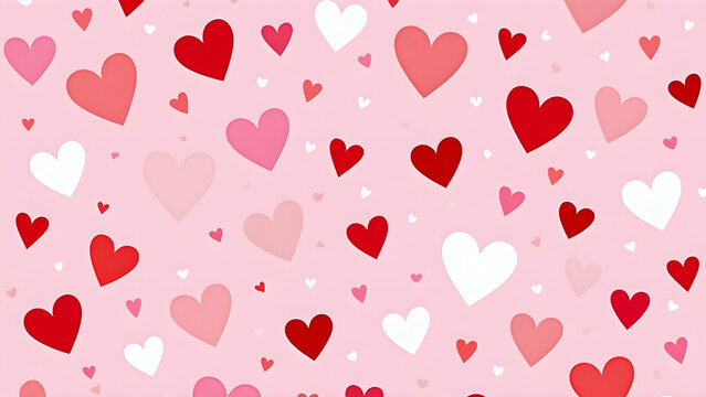 Colorful Hearts Pattern Romantic Love Design, Valentines Day.