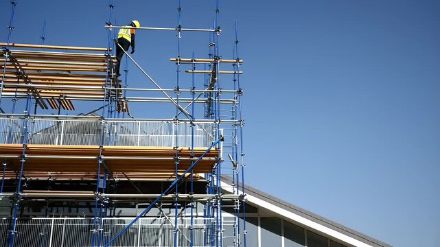 Construction scaffolding on a building under construction