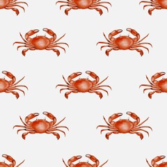 Colorful crab pattern for textile design and packaging options