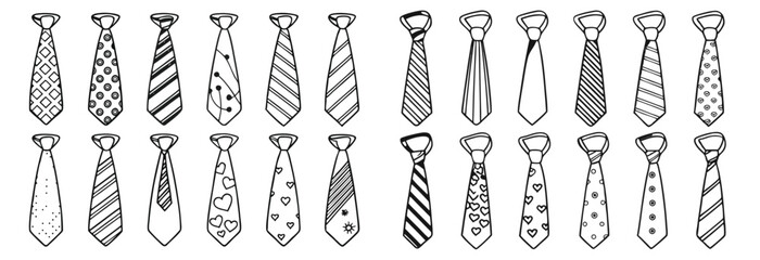  Line Art Vector Tie Icons &ndash; Office, Fashion & Business Style Set


