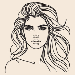 girl one line. vector drawing.

