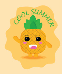 Stay Cool with This Cute Smiling Pineapple – Fun Summer Vibes T-Shirt Design.

