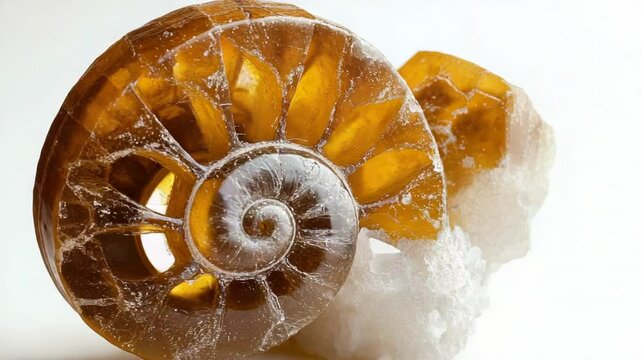 Close-up of a rock featuring a shell on its surface.