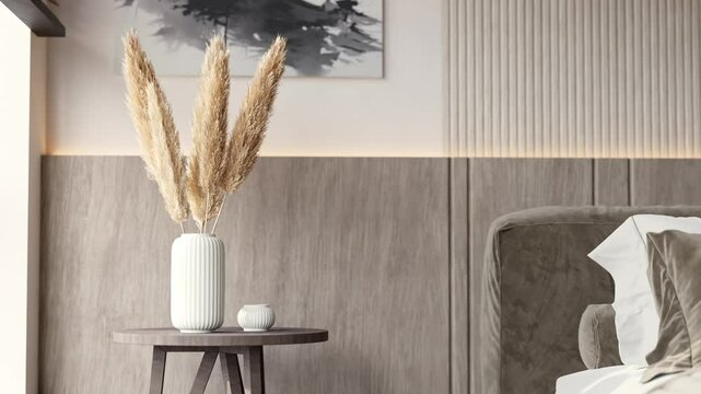 Modern Japandi Style Bedroom Interior Ultra HD 4K 3840x2160 3D Animation Luxury Minimalist Architecture Visualization
