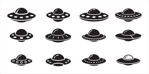 UFO icon set vector on white background. © NH RIDOY