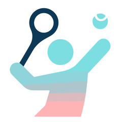 Stylized gradient silhouette of tennis vector player serving with racket vector illustration on transparent background for modern sports visuals, athletic branding, and tennis design