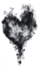 A heart-shaped cloud of dark smoke against white
