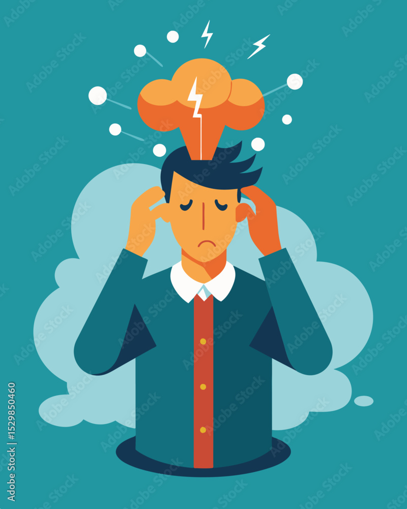 Poster stress and pressure squeezing the mind in a deadly bear ping it in a state of constant worry.. vecto