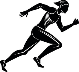 Silhouette of person running fast on white background