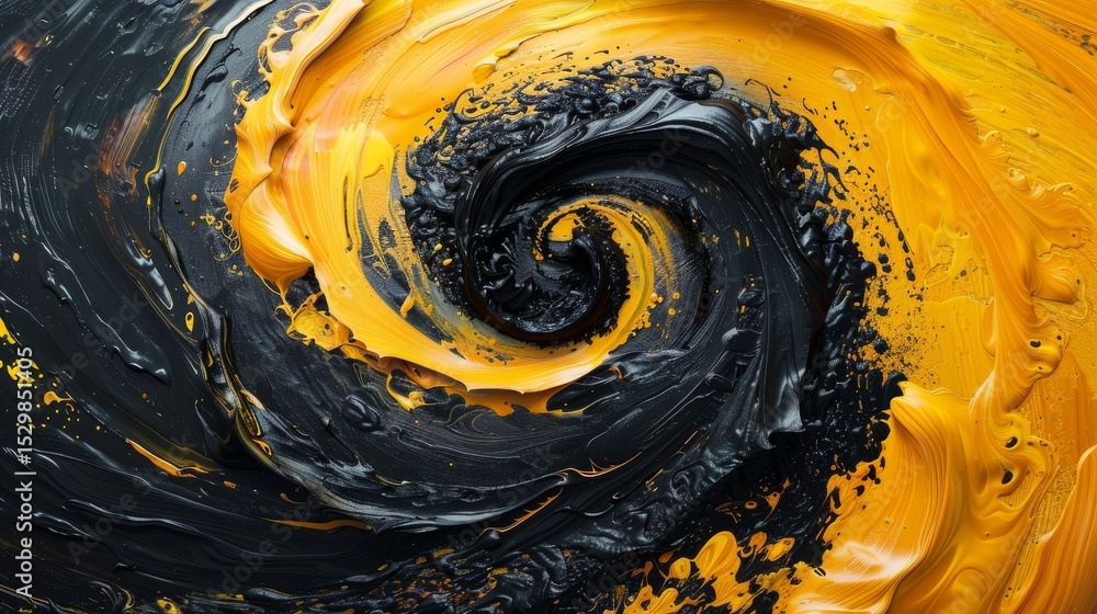 Aufkleber this captivating abstract artwork features a mesmerizing swirl of vibrant yellow and deep black pain