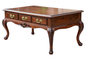 Antique Style Wooden Coffee Table with Drawers