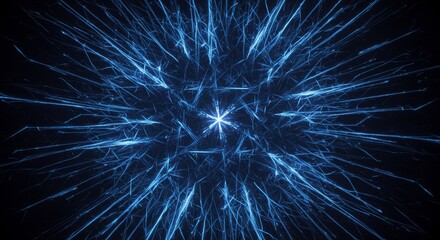 Abstract Background with Blue Glowing Particles Lines in The Dark