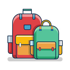 Two colorful backpacks in a playful, cartoonstyle illustration of travel bags