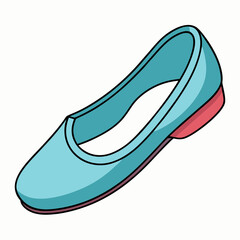 Illustrated teal ballet flat with pink heel on a white background
