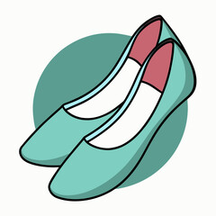 Chic teal ballet flats with pink accents in a modern design