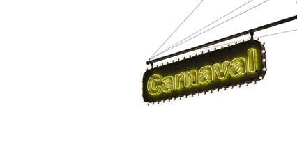 Cartel Carnaval neón amarillo alfa.