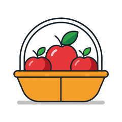 Apples in a basket illustration showcasing freshness, fruitfulness, and the joy of harvest