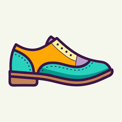 Stylized colorful dress shoe illustration with outlined shape on white background