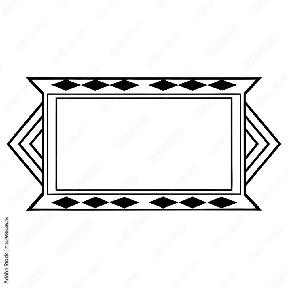 Poster a stark black and white geometric frame, isolated on white background, features a central rectangula