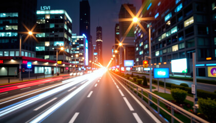 Bright City Night Life with Motion Lights