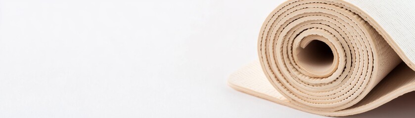 Rolled Beige Exercise Mat Close-up, Fitness Equipment, Yoga Mat exercise mat, yoga mat