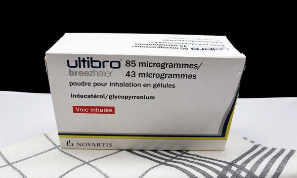 Boite de sachet de poudre Ultibro pour traitement des bronchite